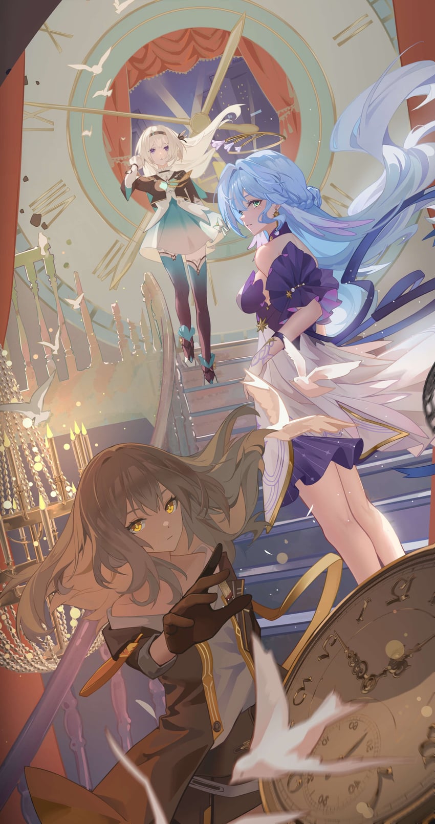 trailblazer, firefly, stelle, and robin (honkai and 1 more) drawn by ai_dongdong