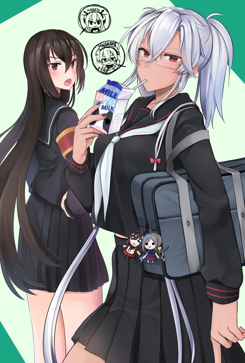nagato, musashi, and musashi kai ni (kantai collection) drawn by yunamaro
