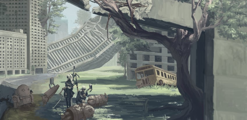 2b, 9s, and pod (nier and 1 more) drawn by nukakarubepu