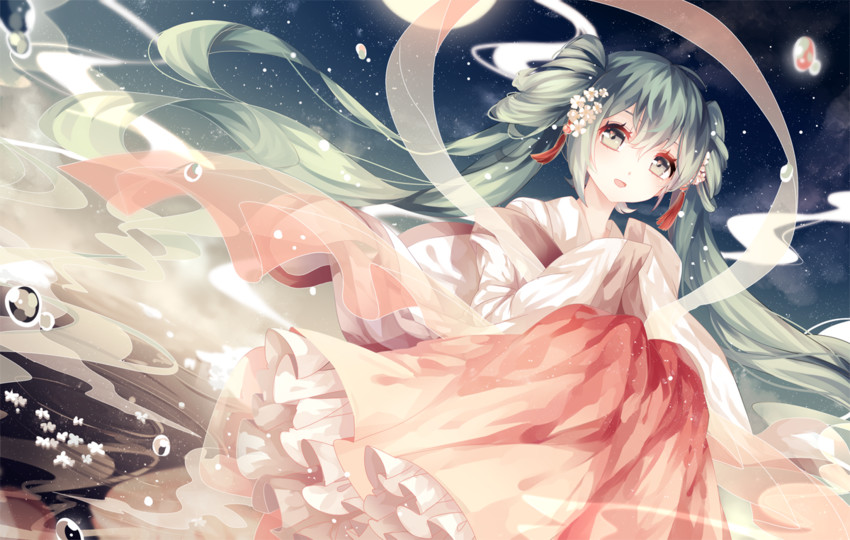 hatsune miku and chuushuu meigetsu miku (vocaloid) drawn by shouen_kigashi