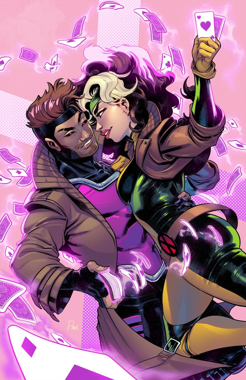 rogue and gambit (marvel and 1 more) drawn by paris_alleyne