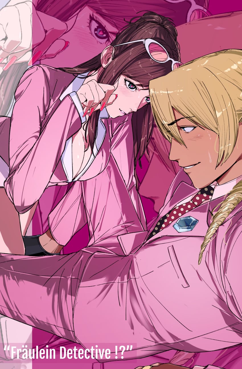 klavier gavin, ema skye, april may, and redd white (ace attorney and 2 more) drawn by amikoiiko