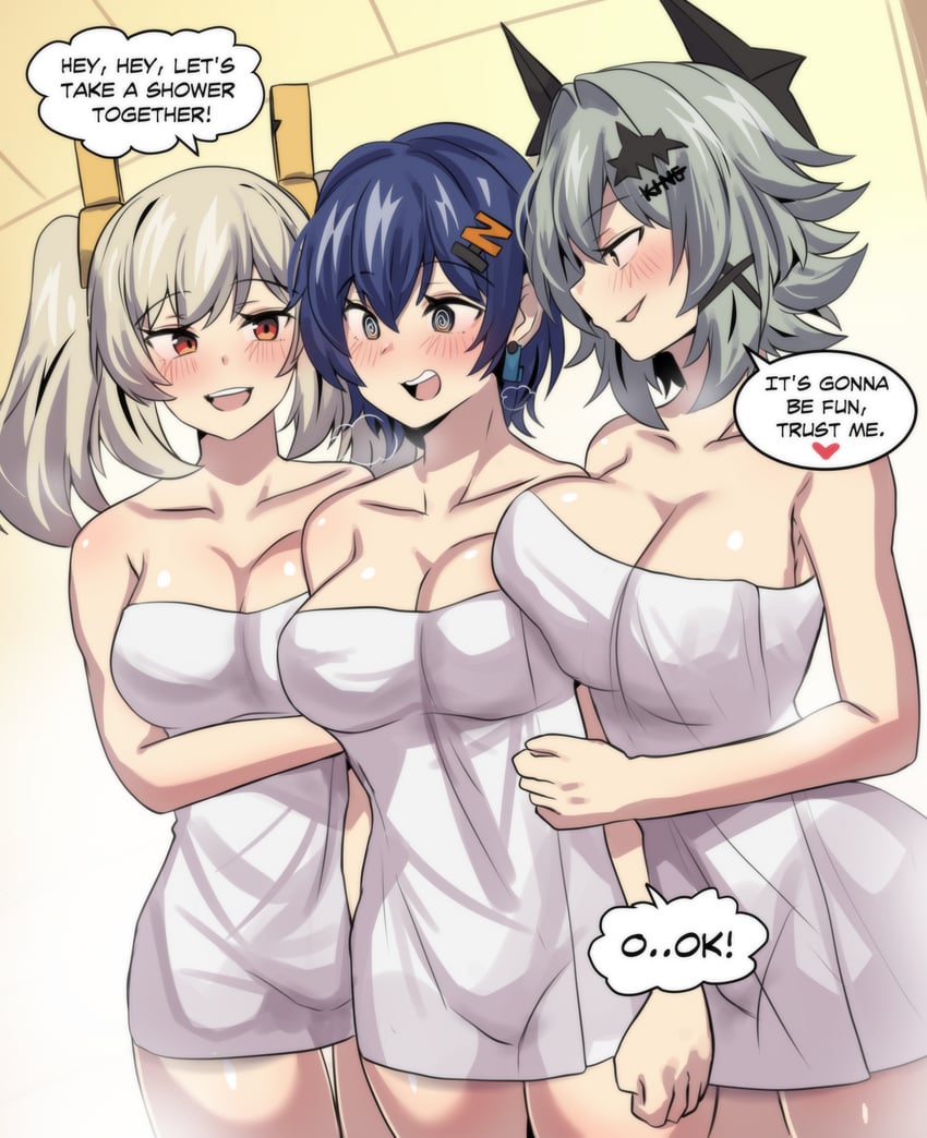 belle, burnice white, and caesar king (zenless zone zero) drawn by hinghoi