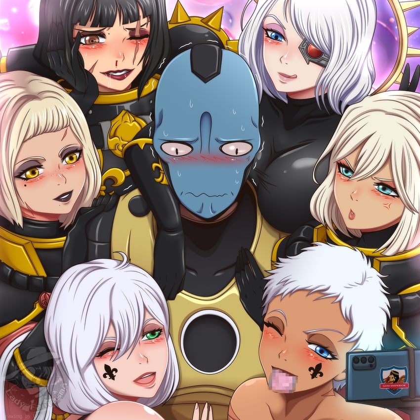 adepta sororitas and t'au (warhammer 40k) drawn by lady_fantasma