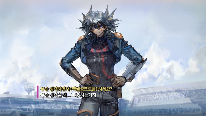 fudo yusei (yu-gi-oh! and 1 more) drawn by momentcorefly