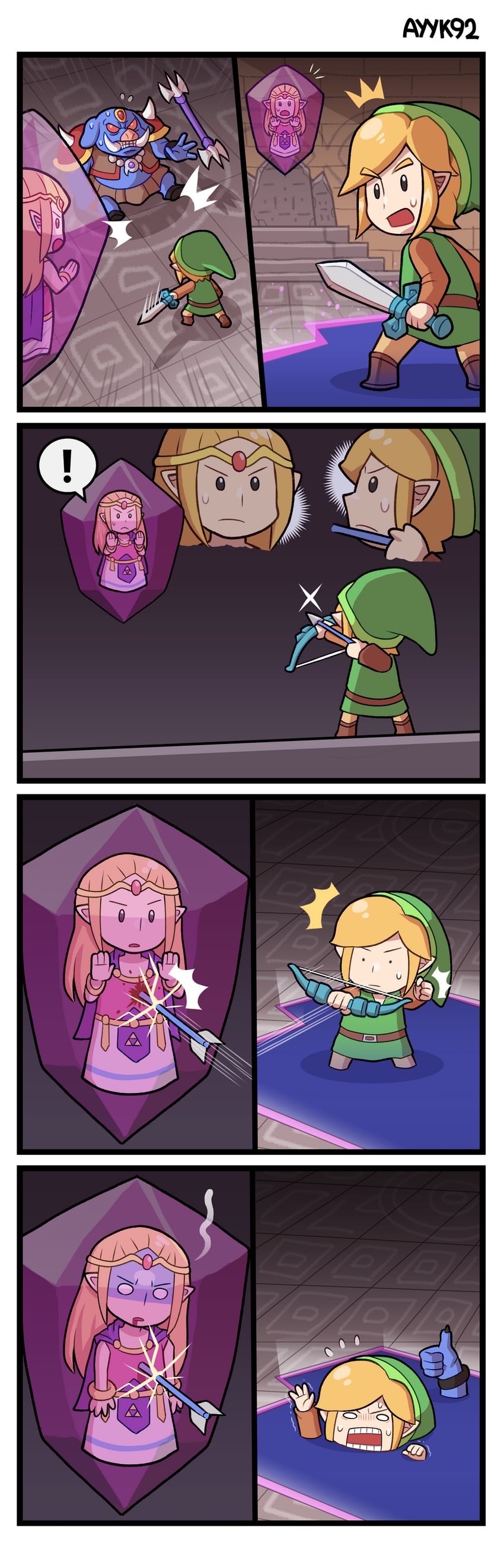 link, princess zelda, and ganon (the legend of zelda and 1 more) drawn by ayyk92