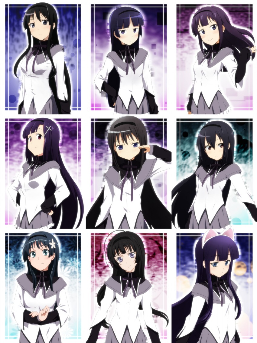 akemi homura, akiyama mio, nakano azusa, gokou ruri, saten ruiko, and 4 more (mahou shoujo madoka magica and 9 more) drawn by ikari_manatsu