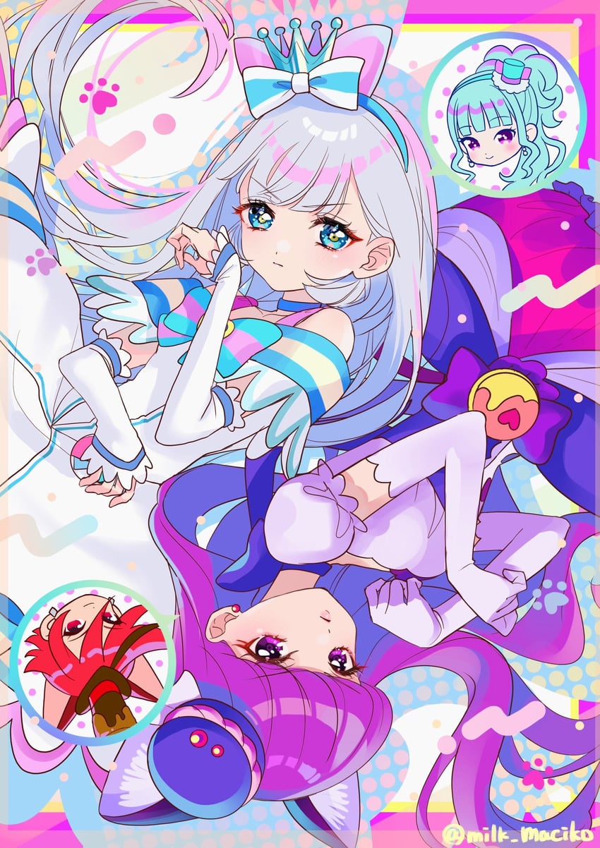 nekoyashiki yuki, nekoyashiki mayu, kotozume yukari, kenjou akira, cure macaron, and 3 more (precure and 2 more) drawn by machiko_(milk_maciko)