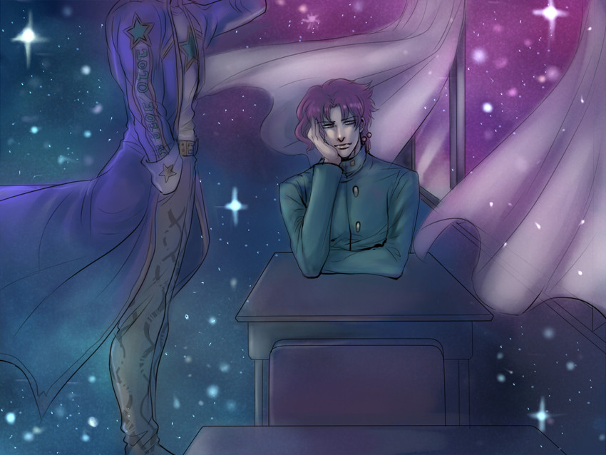 kujo jotaro and kakyoin noriaki (jojo no kimyou na bouken and 1 more) drawn by wriny199443
