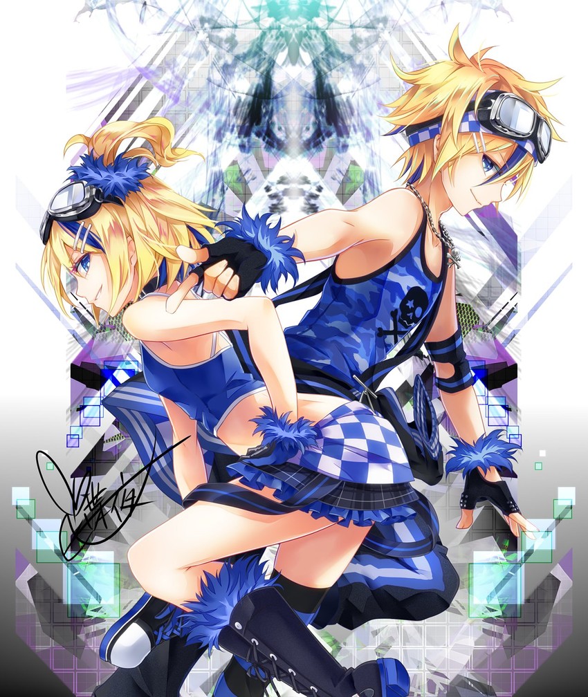 kagamine rin and kagamine len (vocaloid and 2 more) drawn by tyouya