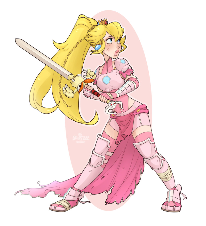 princess peach and exor (mario and 1 more) drawn by skirtzzz