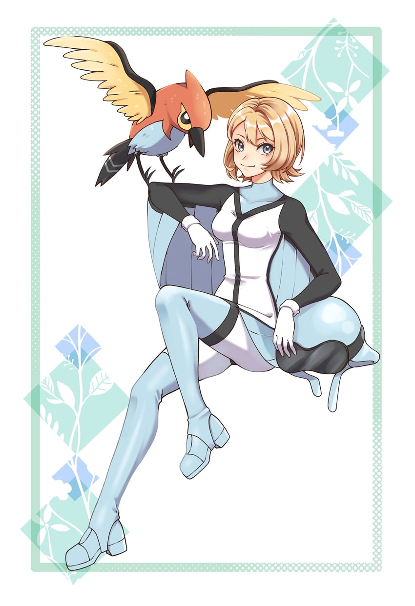 serena and fletchinder (pokemon and 1 more) drawn by ayan_ip