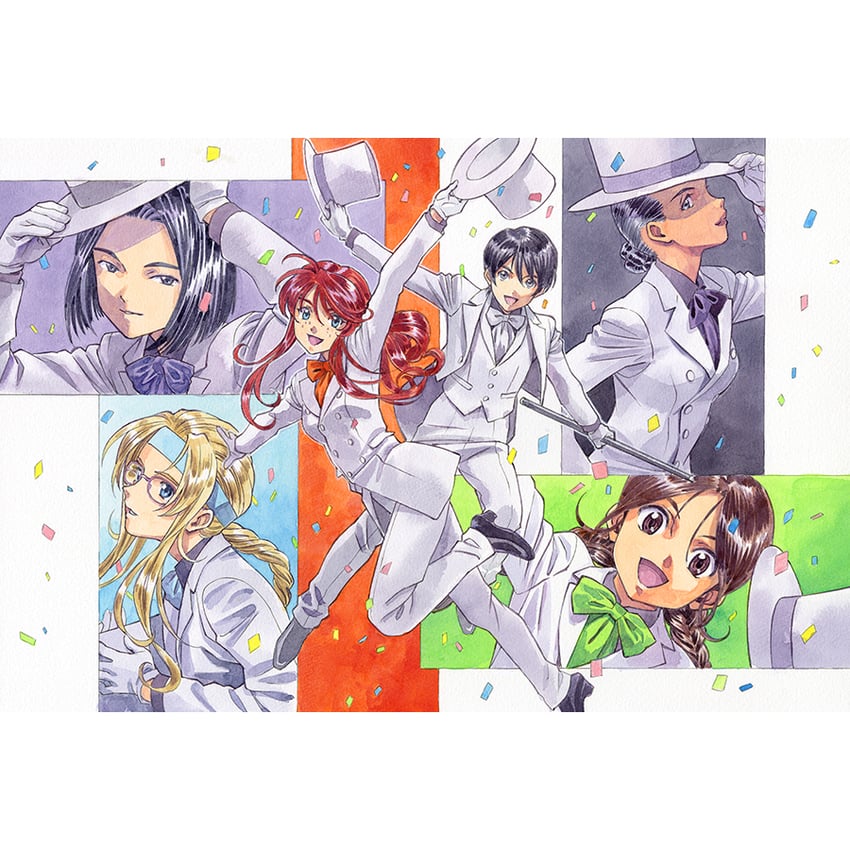 gemini sunrise, kujou subaru, taiga shinjirou, rikaritta aries, diana caprice, and 1 more (sakura taisen and 1 more) drawn by matsubara_hidenori