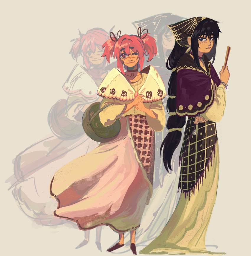 akemi homura and kaname madoka (mahou shoujo madoka magica) drawn by yaeccia