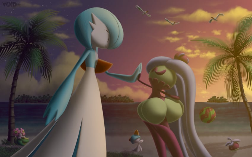gardevoir, ralts, wingull, tsareena, bounsweet, and 1 more (pokemon) drawn by void_(starvoid7)