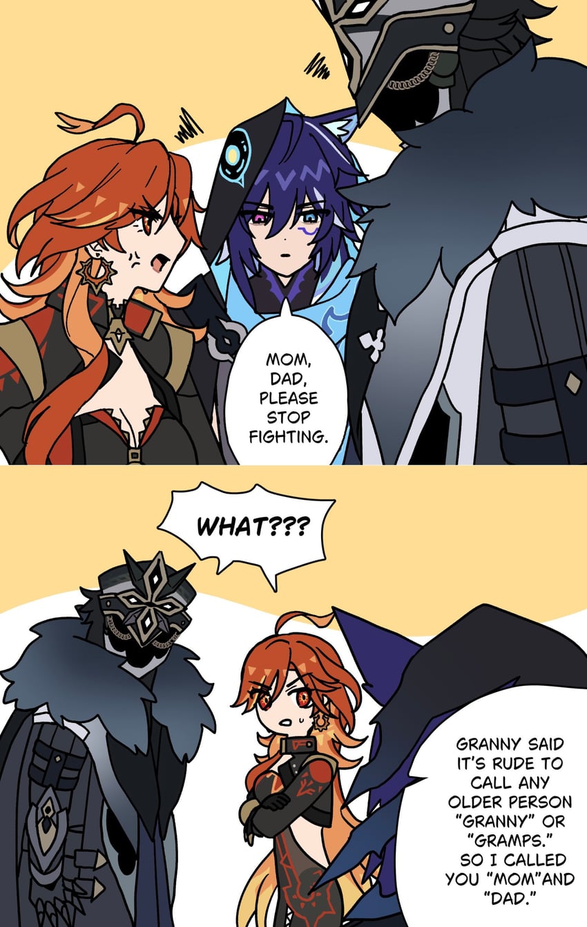 mavuika, ororon, and capitano (genshin impact) drawn by sgrimp