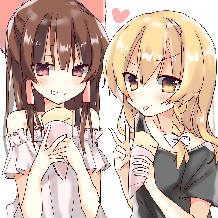 hakurei reimu and kirisame marisa (touhou) drawn by yorurumo