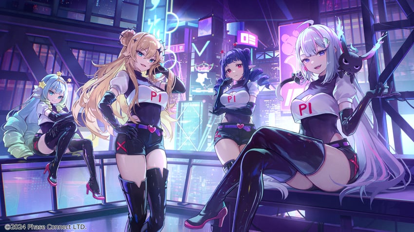 kaneko lumi, jelly hoshiumi, ember amane, and dizzy dokuro (phase connect) drawn by kyusoukyu