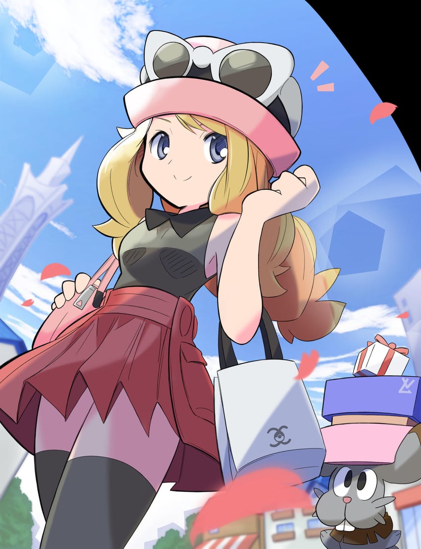 serena and bunnelby (pokemon and 1 more) drawn by rascal_(feuille)