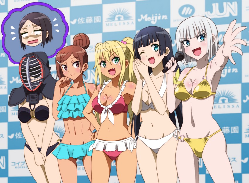 sakura hibiki, tachibana satomi, uehara ayaka, souryuuin akemi, and gina boyd (dumbbell nan kilo moteru?) drawn by onomekaman