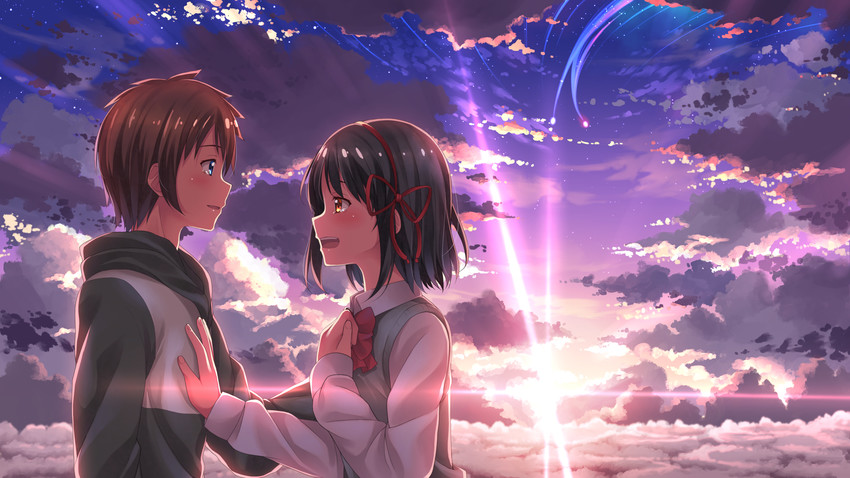 miyamizu mitsuha and tachibana taki (kimi no na wa.) drawn by yuuri_nayuta