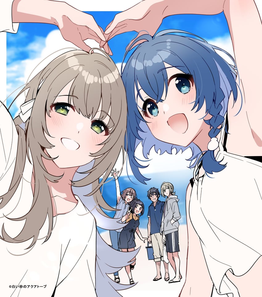 misakino kukuru, miyazawa fuuka, teruya tsukimi, yakamashi kuuya, kudaka karin, and 1 more (shiroi suna no aquatope) drawn by u35