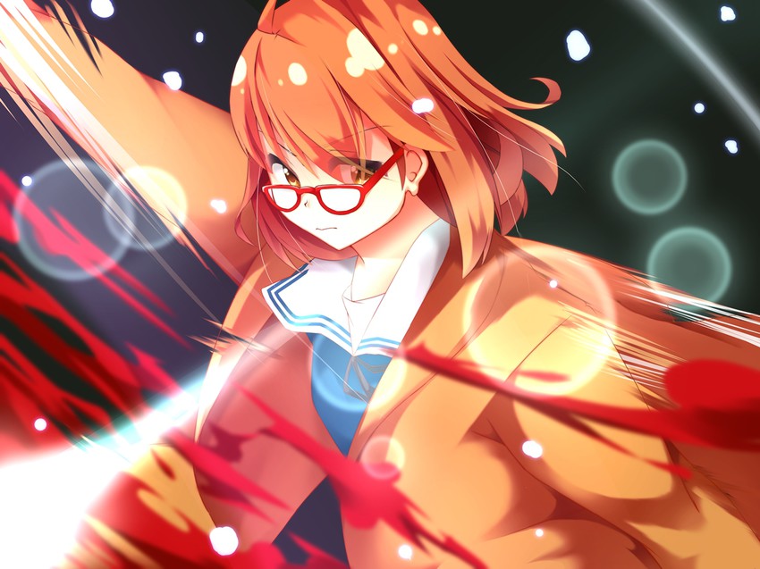 kuriyama mirai (kyoukai no kanata) drawn by kamukamu_(benjomeshi_tsuushin)