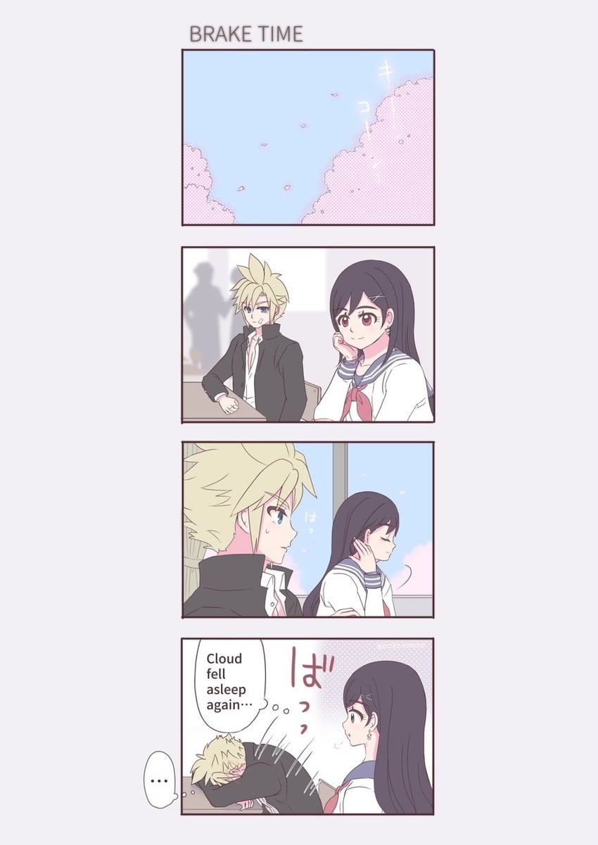 tifa lockhart and cloud strife (final fantasy and 2 more) drawn by asami_yutori