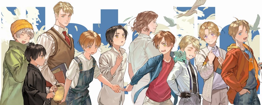 america, united kingdom, japan, russia, china, and 5 more (axis powers hetalia) drawn by zhongerweiyuan