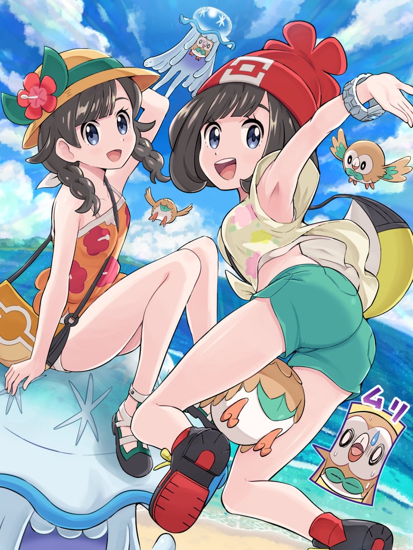 selene, rowlet, and nihilego (pokemon and 2 more) drawn by pokemoa