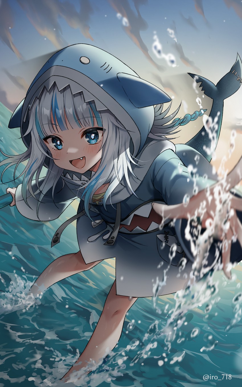 gawr gura (hololive and 1 more) drawn by iro_178