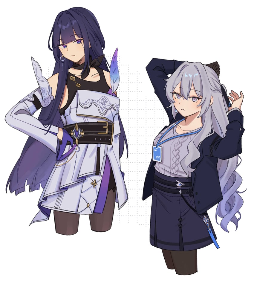 raiden mei and bronya zaychik (honkai and 1 more) drawn by rena_(_rrena)
