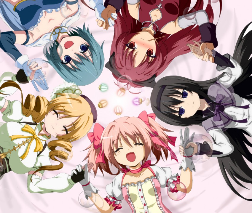 akemi homura, kaname madoka, miki sayaka, sakura kyoko, and tomoe mami (mahou shoujo madoka magica) drawn by dr._cryptoso