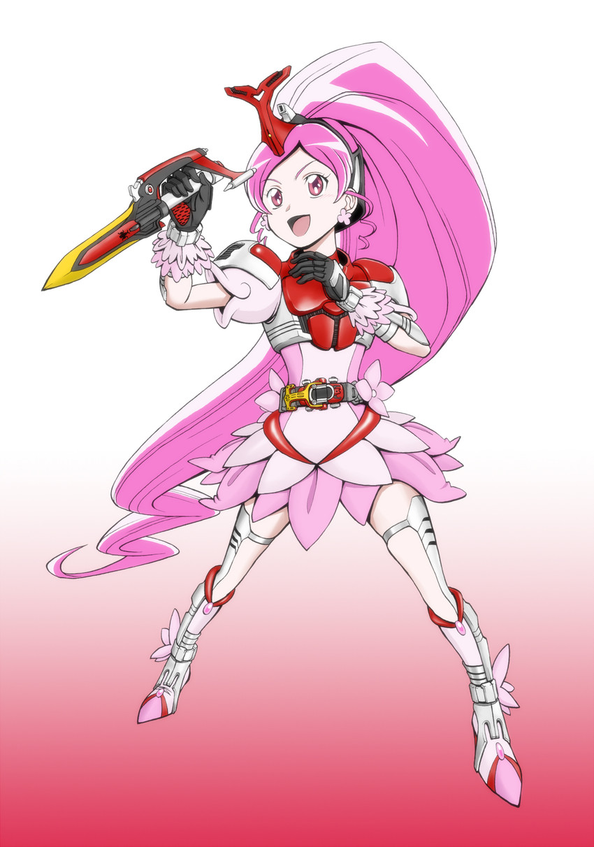 hanasaki tsubomi, cure blossom, and kamen rider kabuto (precure and 3 more) drawn by kijinaka_mahiro