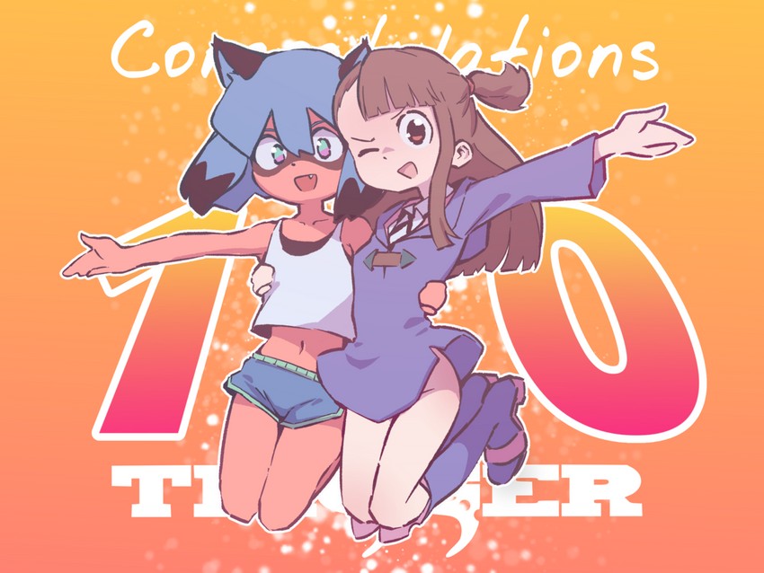 kagari atsuko and kagemori michiru (little witch academia and 2 more) drawn by orenjipiiru