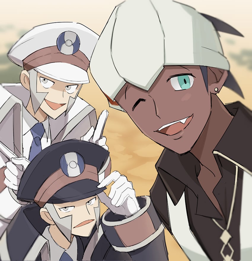 ingo, emmet, and raihan (pokemon and 2 more) drawn by monokundayo