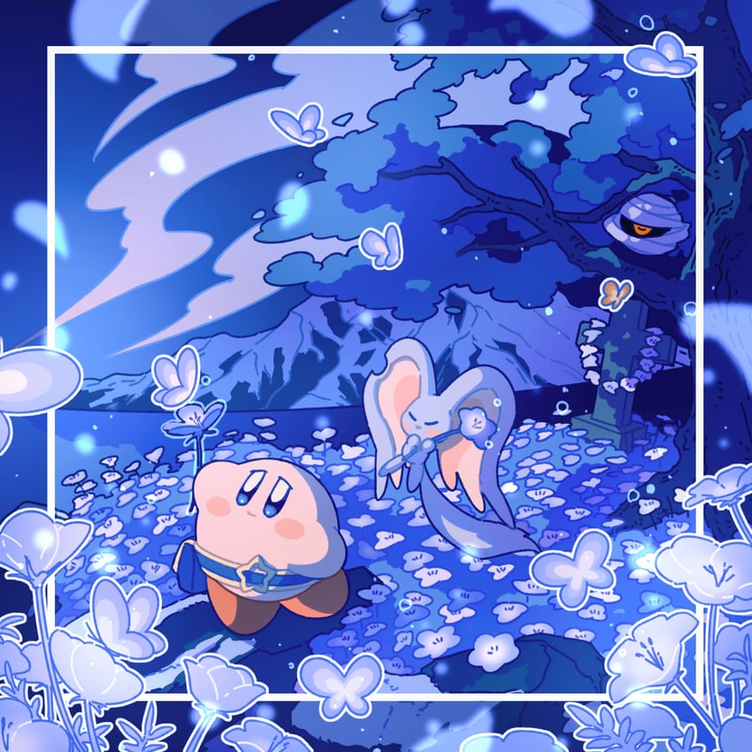 kirby, elfilin, morpho knight, and mumbies (kirby) drawn by glef_life