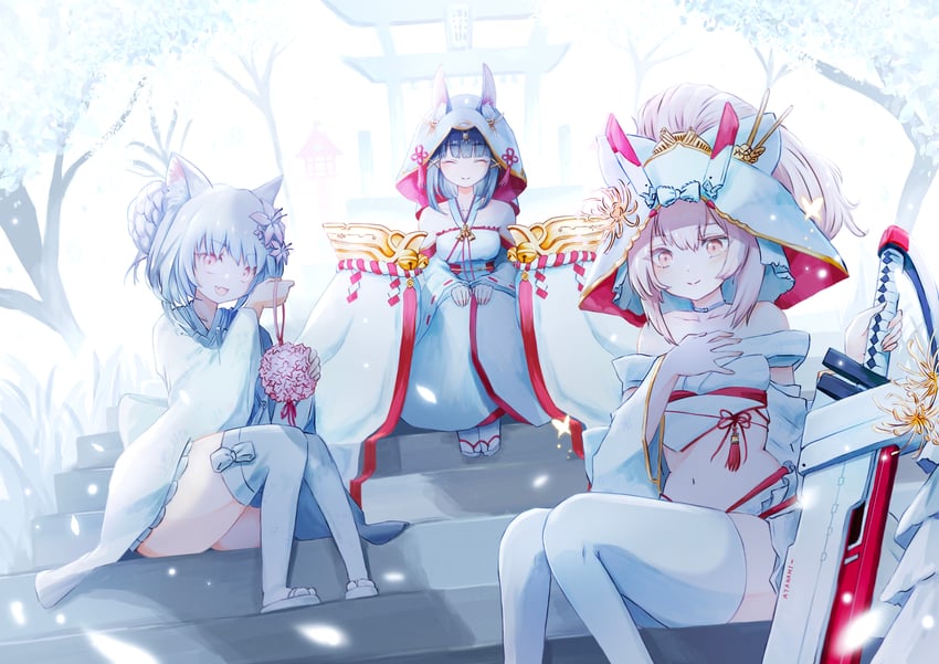 ayanami, nagato, and yukikaze (azur lane) drawn by takumi_(user_xmwf4727)