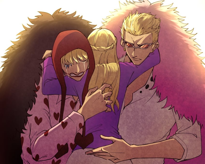 donquixote doflamingo, donquixote rocinante, and donquixote's mother (one piece) drawn by kafuyutns