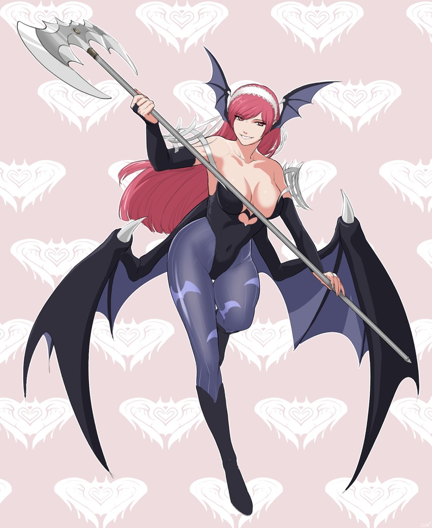 morrigan aensland and cherche (fire emblem and 2 more) drawn by sinccubi