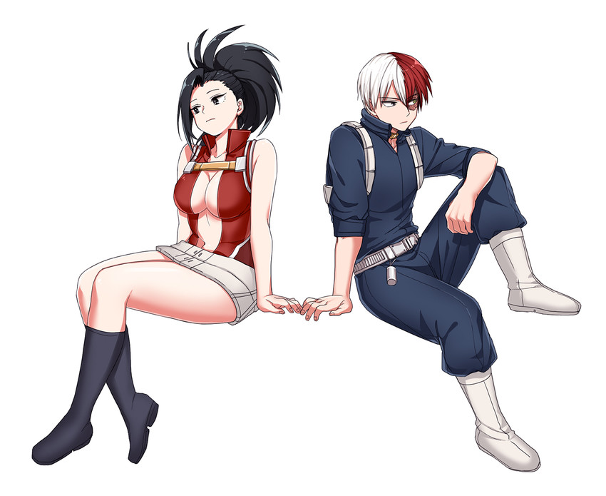 todoroki shoto and yaoyorozu momo (boku no hero academia) drawn by saran