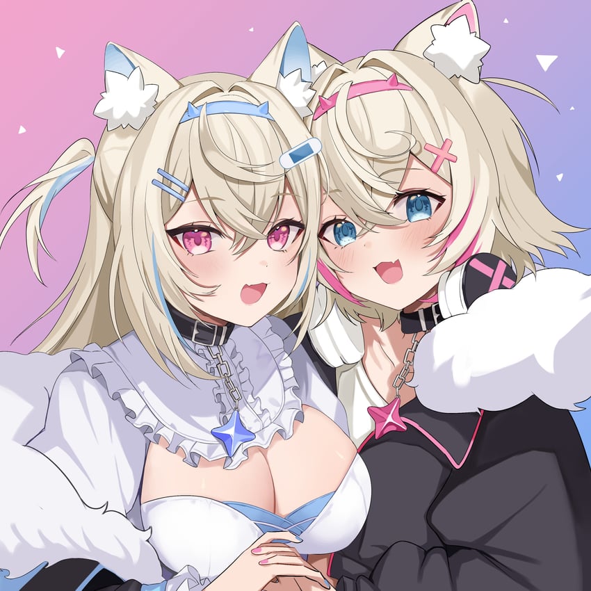 fuwawa abyssgard and mococo abyssgard (hololive and 1 more) drawn by pumpkin_work