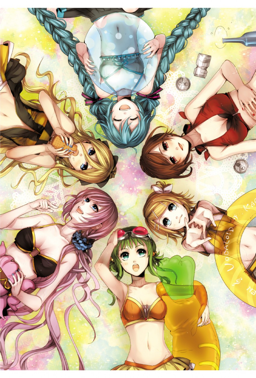hatsune miku, kagamine rin, megurine luka, meiko, gumi, and 2 more (vocaloid) drawn by suzunosuke_(sagula)
