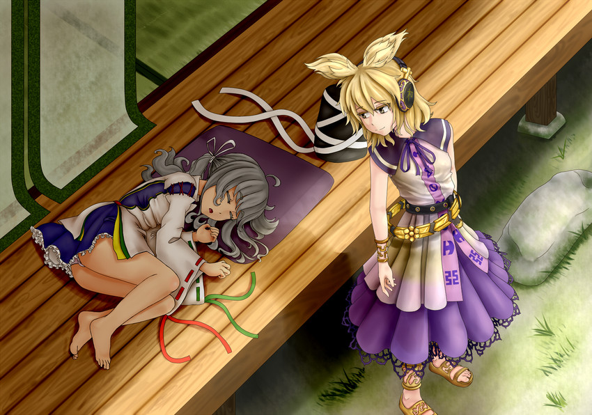 toyosatomimi no miko and mononobe no futo (touhou) drawn by fuwatoro_(enemy-of-society)