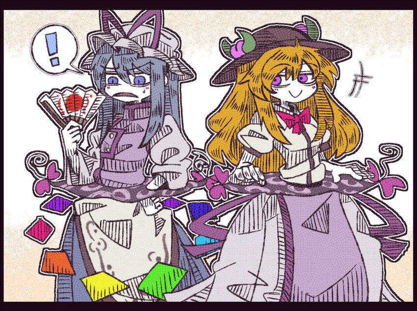 yakumo yukari and hinanawi tenshi (touhou) drawn by suenari_(peace)
