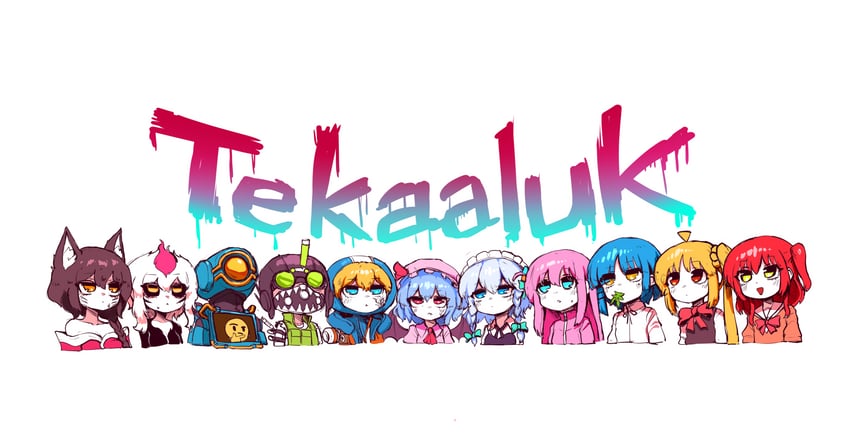 remilia scarlet, izayoi sakuya, gotoh hitori, kita ikuyo, ijichi nijika, and 6 more (touhou and 3 more) drawn by tekaaluk