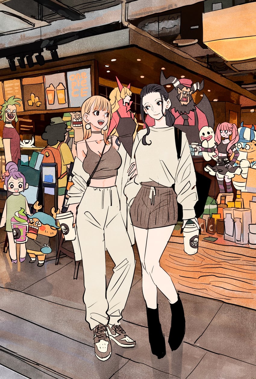 nami, nico robin, tony tony chopper, usopp, perona, and 6 more (one piece) drawn by takeuchi_ryousuke