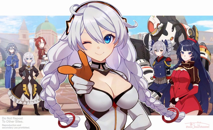 kiana kaslana, raiden mei, fu hua, bronya zaychik, theresa apocalypse, and 2 more (honkai and 1 more) drawn by aco_(bearchannel)