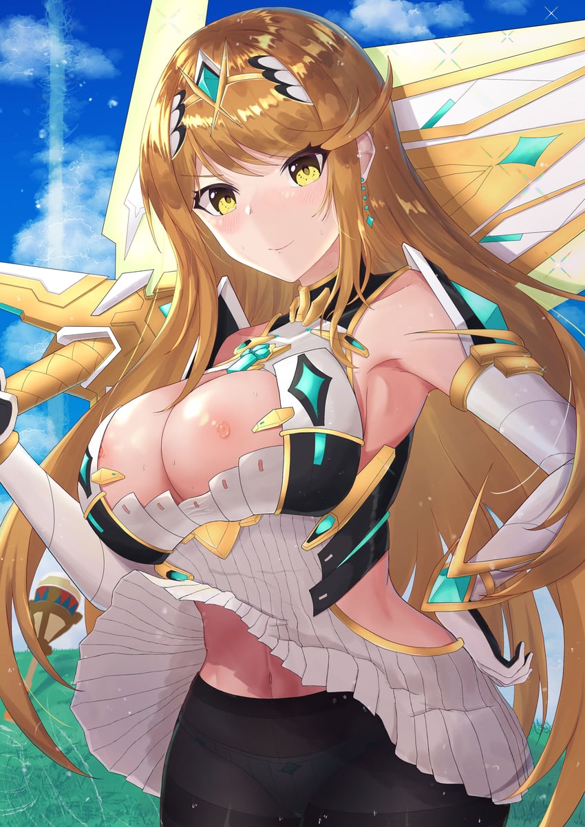 mythra (xenoblade chronicles and 2 more) drawn by shiratamaaji