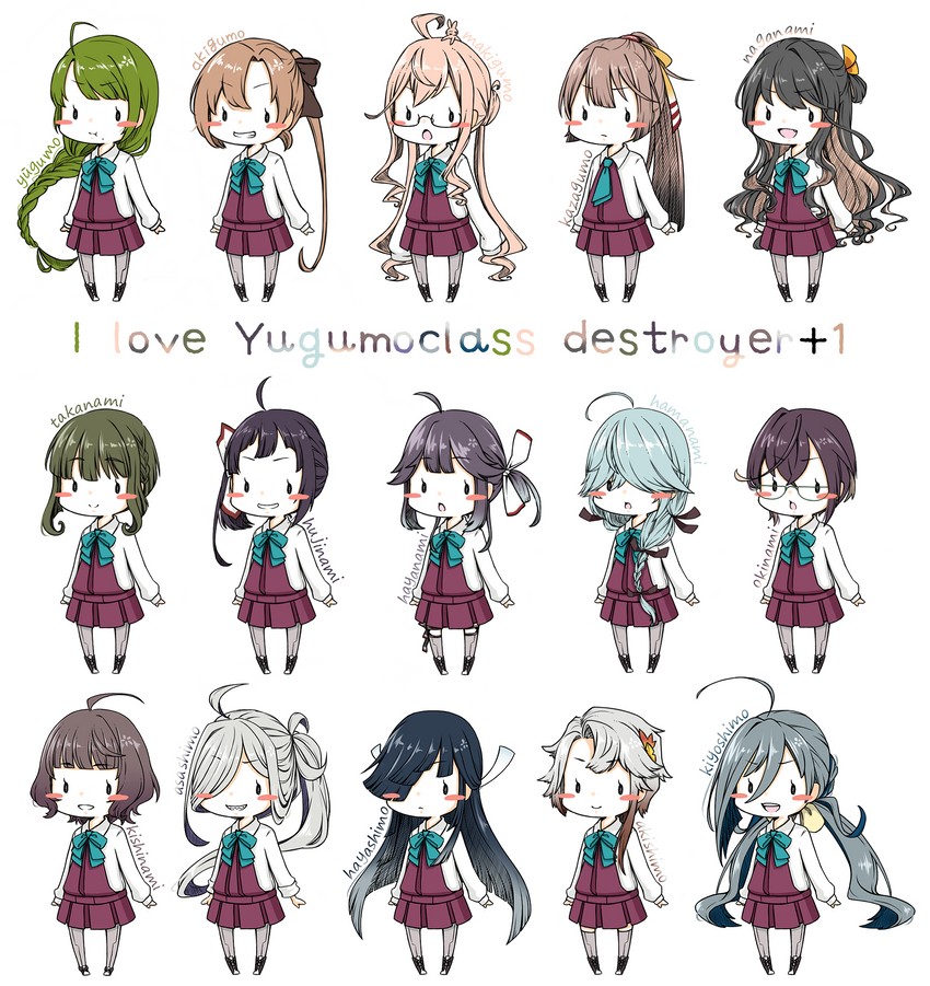 naganami, akigumo, kiyoshimo, makigumo, yuugumo, and 10 more (kantai collection) drawn by tamaki.